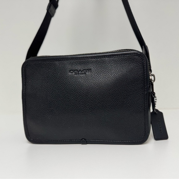 COACH Charter Crossbody Bag 24 in Black Pebbled Leather - Picture 2 of 15